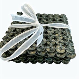 10 black pearl button 4” x 4” square coasters new luxe accessory for yo…